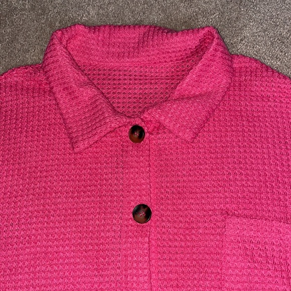 Women’s Hot Pink Button Down Shirt - Picture 2 of 5